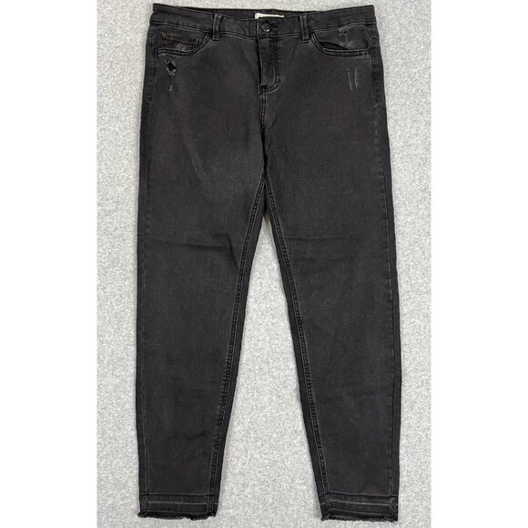 Adam Levine Black Jeans Women’s Size 17 Skinny Distressed Raw Hem - Picture 1 of 16